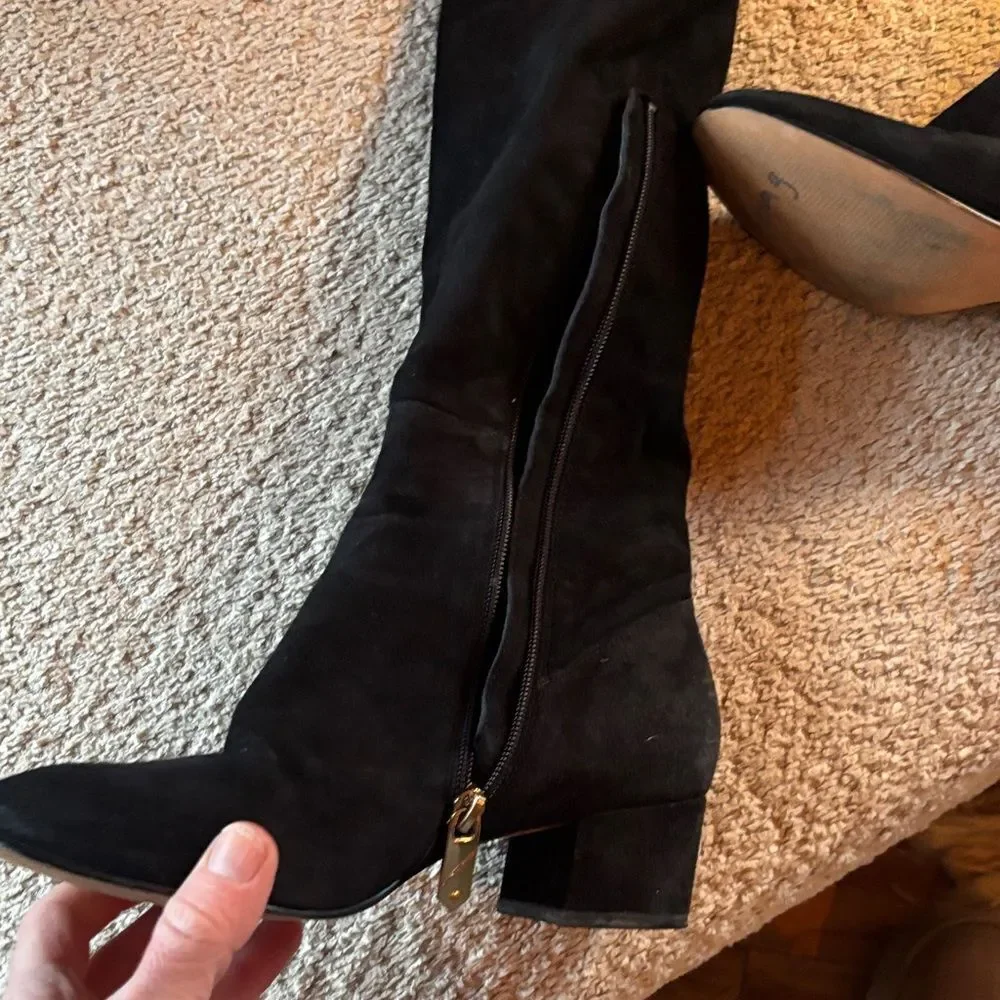 Brian Atwood Black Lace-Up Over-the-Knee Boots